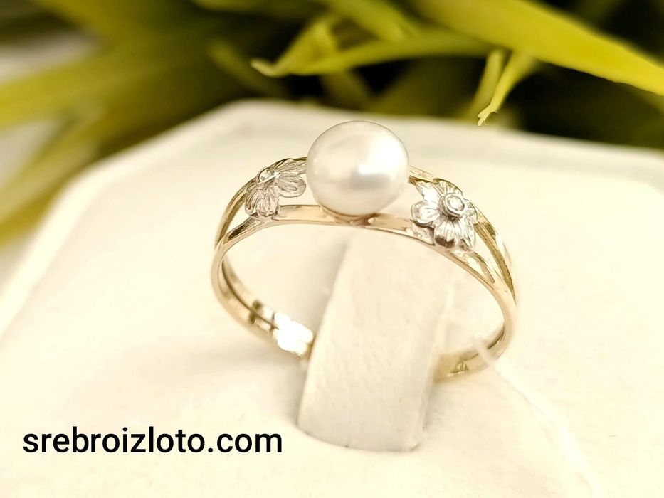 Pierścionek złoty z perłą