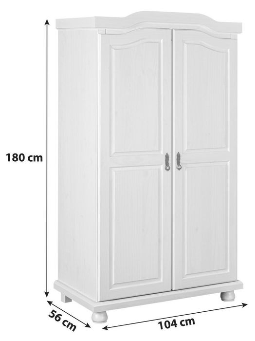 Stylowa biała szafa sosnowa bielona  – klasyczny design.