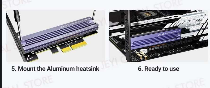 Адаптер JEYI M.2 NVME PCIe 4.0 3.0, радіатор