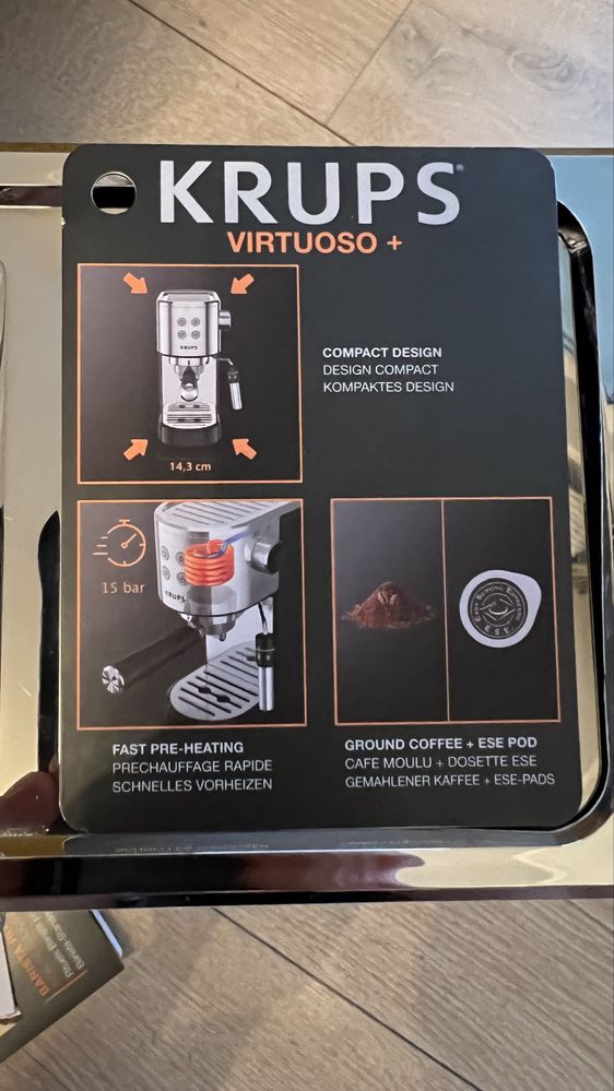 Ekspr cies ciśnieniowy Krups 15 bar ESPRESSO VIRTUOSO + (XP444C10)