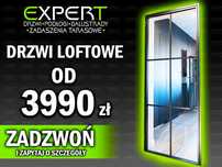Drzwi loft, stalowo - szklane, nowoczesne, solidne, przesuw, pivot