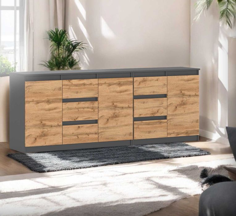 Komoda Duża Modułowa Best Agnes 200cm Duża Szafka 6 Szuflad Do Salonu