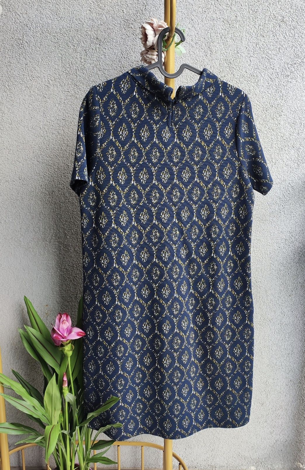 Sukienka biust 48x2 vintage na lata 60 wzór trapezowa M L Twiggy