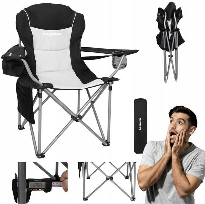 Składane krzesło  FUNDANGO czarne z tkaniny oxford 57x92x99 cm