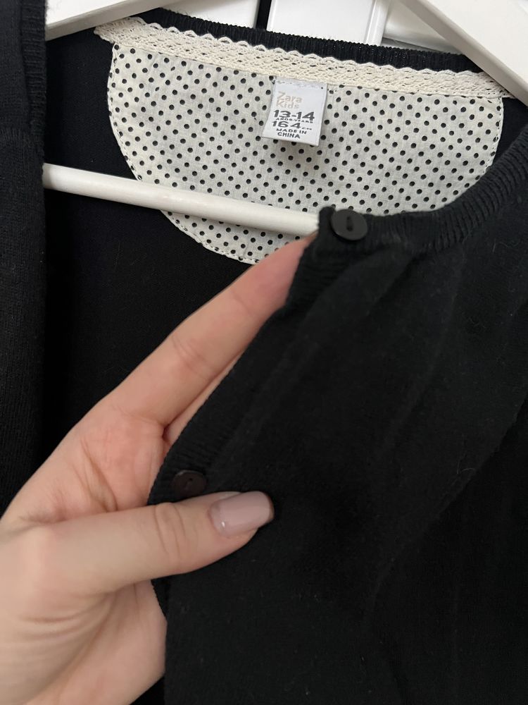 Sweter czarny kardigan zara kids 13-14 lat 164 cm na guziczki bawełna
