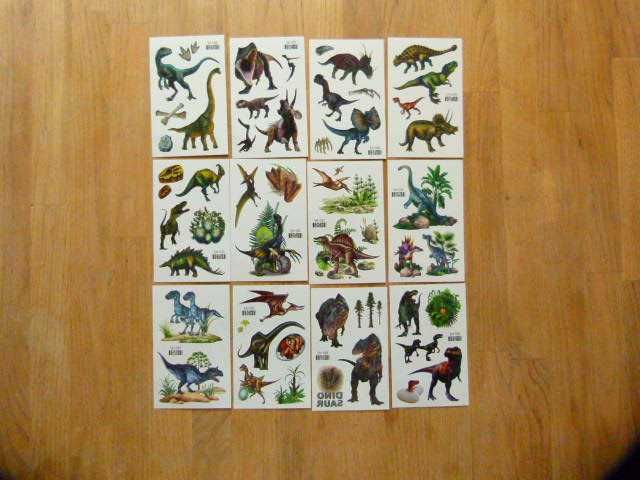 Tatuaże wodne motywy dinozaury zestaw 12 listków 12x7,5cm