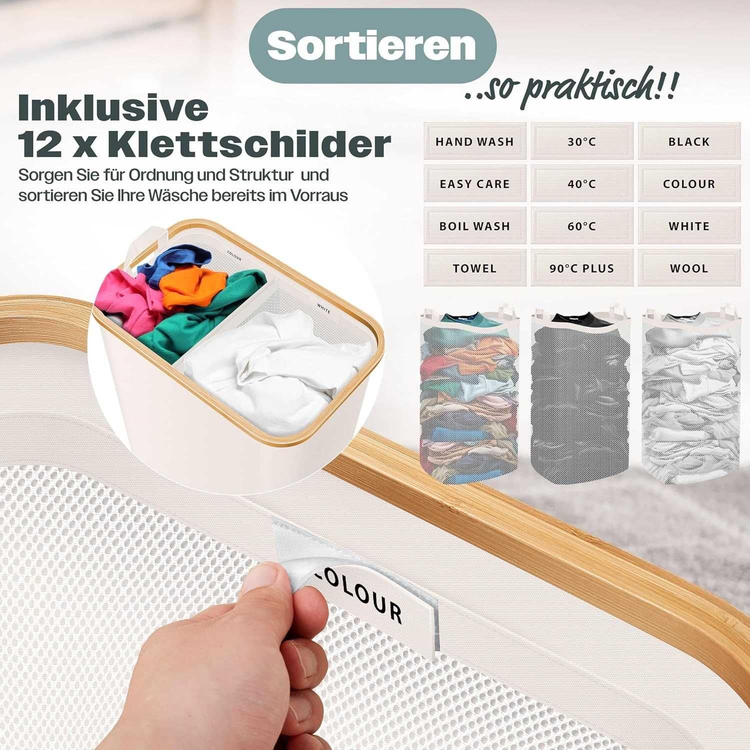 Nowy kosz na pranie/ KESSER sorter 140L / organizer ubrań !4418!