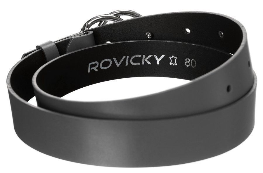 gładki, skórzany pasek damski ze srebrną, podwójną klamrą  - rovicky