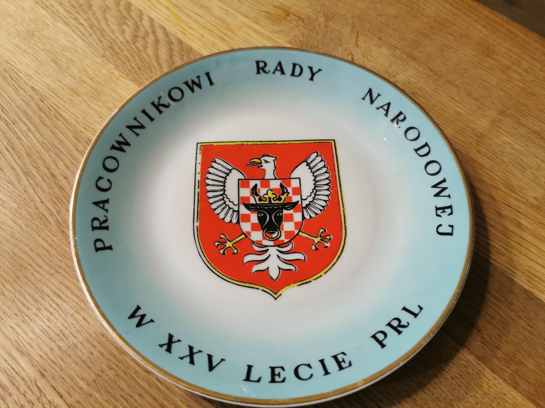 PRL talerz okolicznościowy, pracownikowi rady narodowej, XXV lecie prl