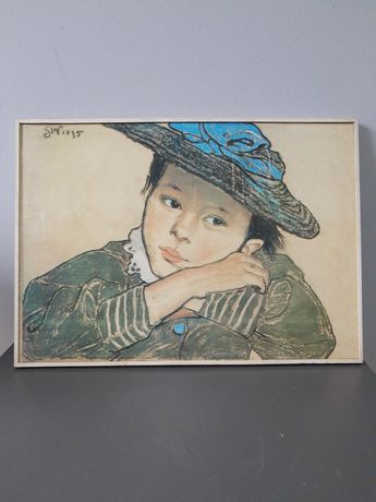 Wyspiański  Portret dziewczynki w niebieskim kapeluszu - reprodukcja