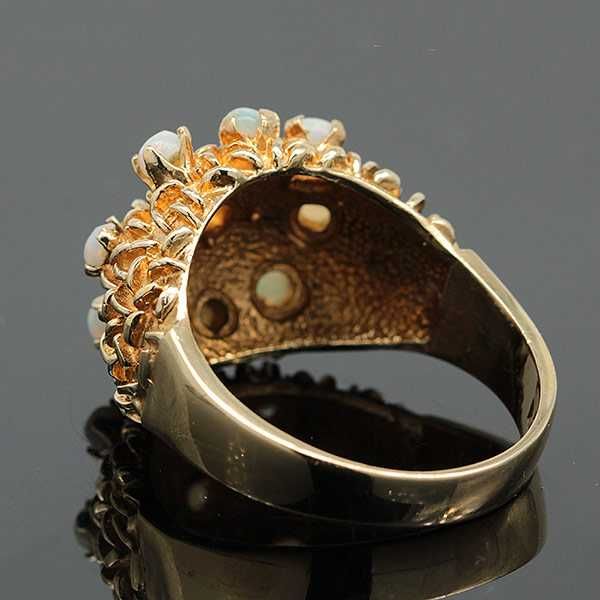 Złoty pierścionek VINTAGE z opalami szeroki ciężki 9K