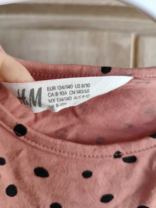 Sukienka kropki 134/140 H&M krótki rękaw