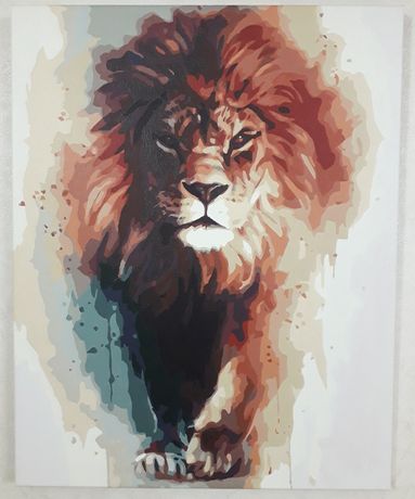 Картина по номерам Лев готовая рисованая полотно 39х49