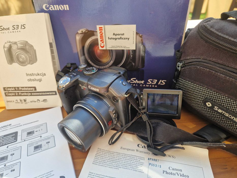 Aparat fotograficzny Canon PowerShot S3 IS + pokrowiec + instrukcje PL