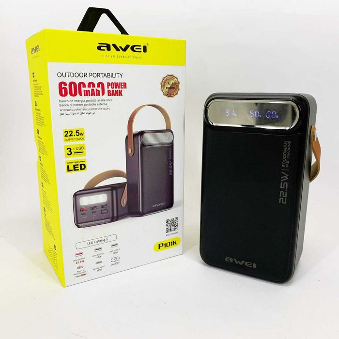 Павербанк Power Bank AWEI P101K 60000mah швидка зарядка