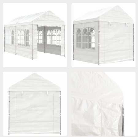 Gazebo com telhado 4,46x2,28x2,69 m polietileno branco