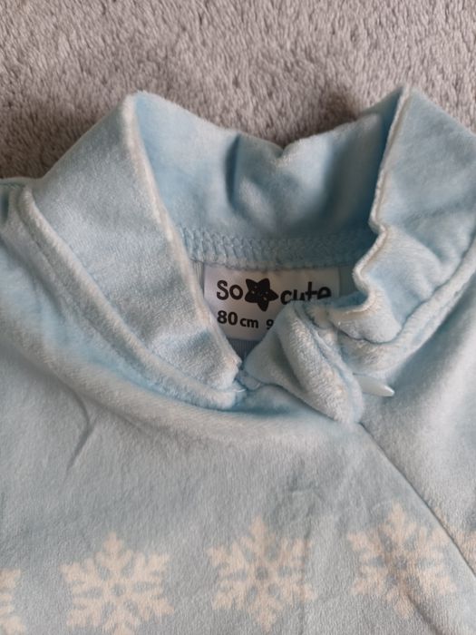 Welurowa pidżama zimowa świąteczna pajacyk w pingwinki Pepco 80