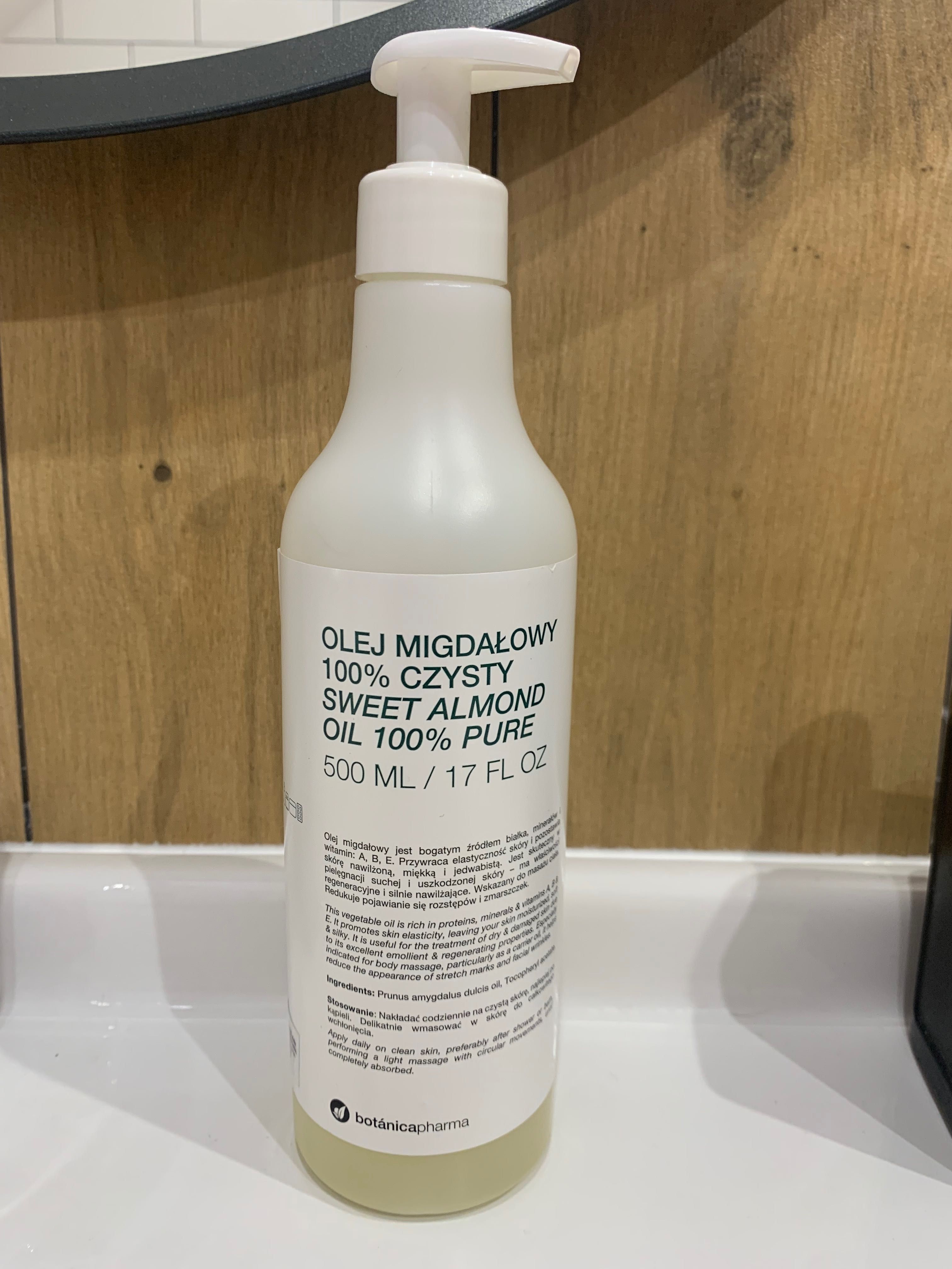 Olej migdałowy Botanicapharma 100% czysty do twarzy ciała i włosów