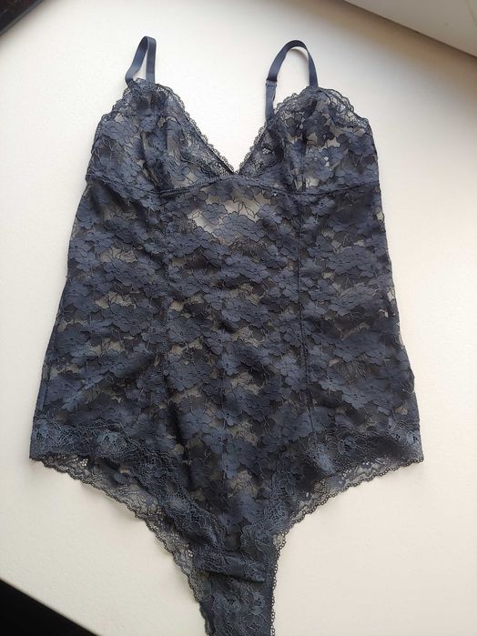 Koronkowe body H&M rozmiar S granatowe