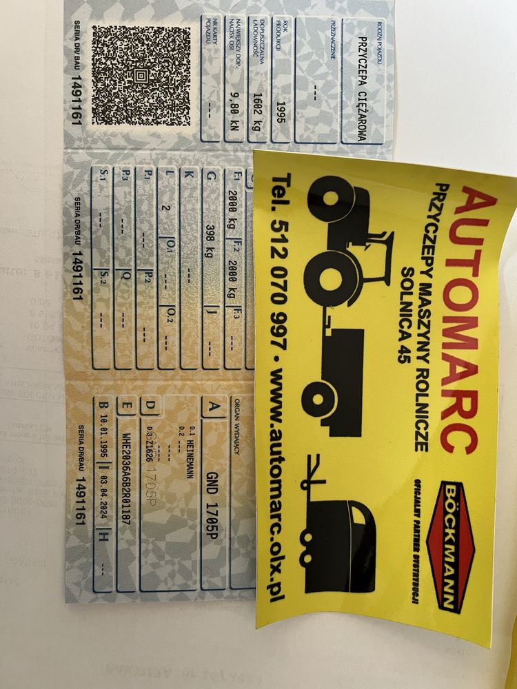 Heinemann 95rok 2000 DMC przyczepa skrzyniowa 1.54x3,55m
