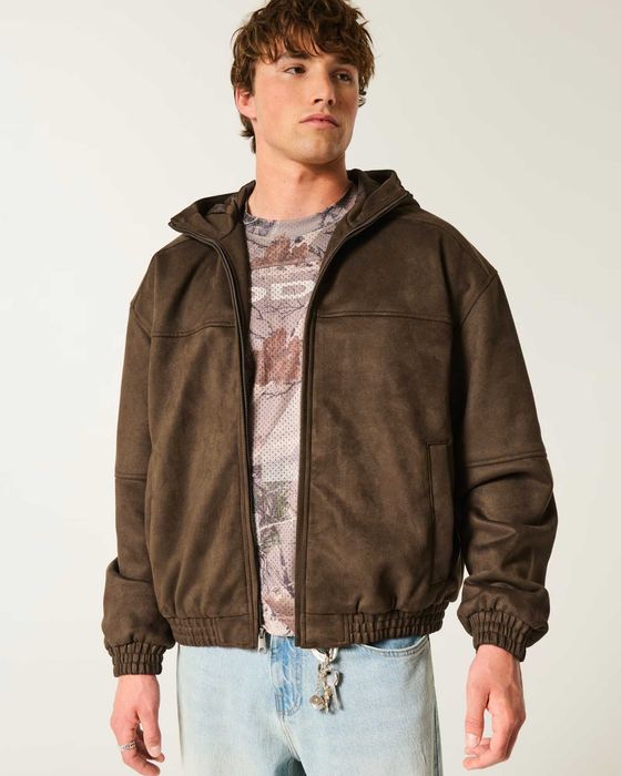 Замшева куртка з капюшоном Hollister. Оригінал