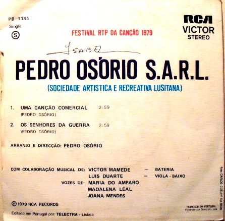 Pedro Osório SARL - Os senhores da guerra - 45 RPM - 1973