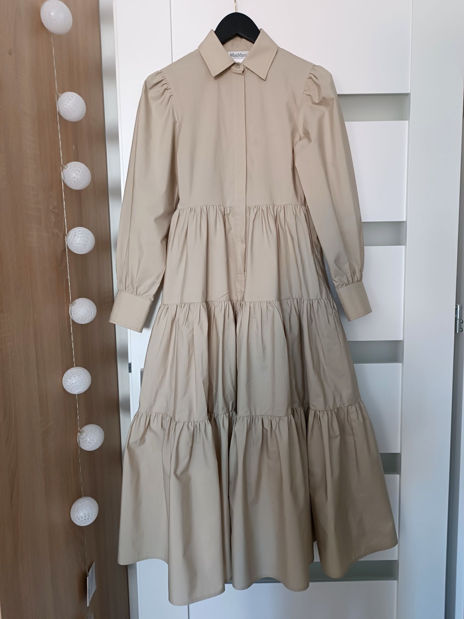 Max Mara Bergen Dress Sukienka MIDI 34-36 XS-S beż/kremowy