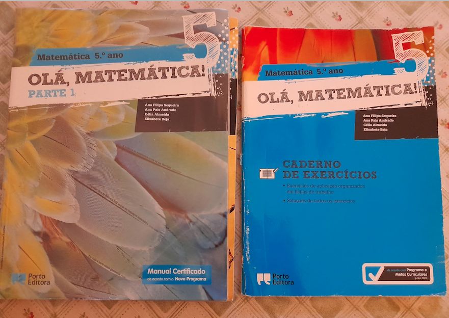 Manuais de matemática do 5º ano, 6ºano, 7ºano, 8ºano e 9ºano