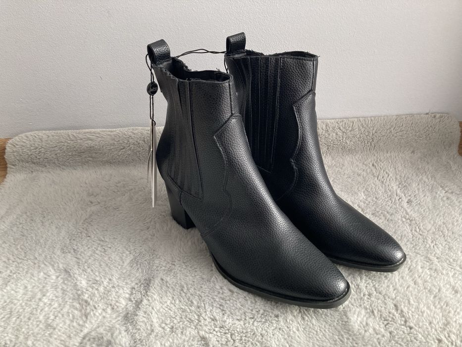 Botki r 39 czarne damskie buty na słupku przejściowe jesienne zimowe