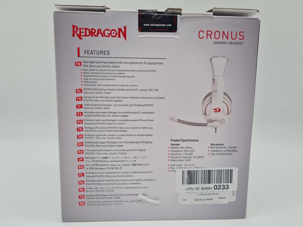 Słuchawki nauszne z mikrofonem Redragon Cronus RGB Gaming