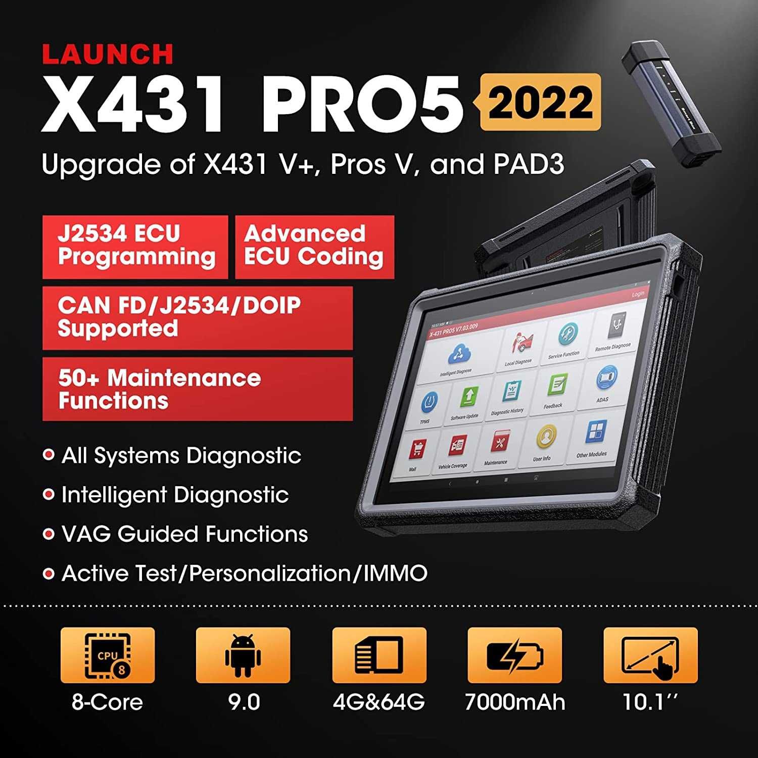 Máq. Diag. Auto Launch X431 PRO 5  Protocolo :  J2534 Programação/Nova