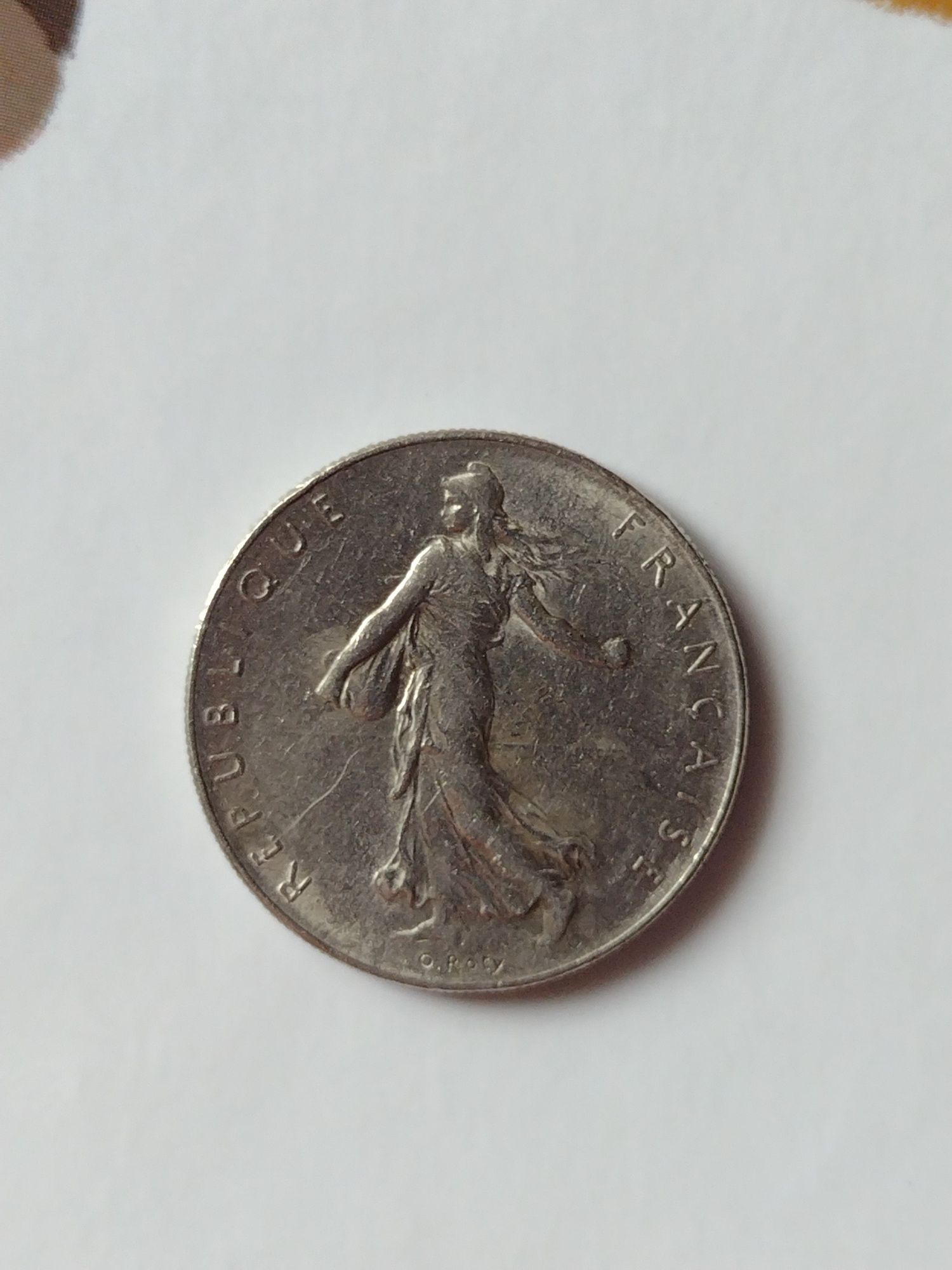 Moneta kolekcjonerska 1 Frank odwrotka tył 1974