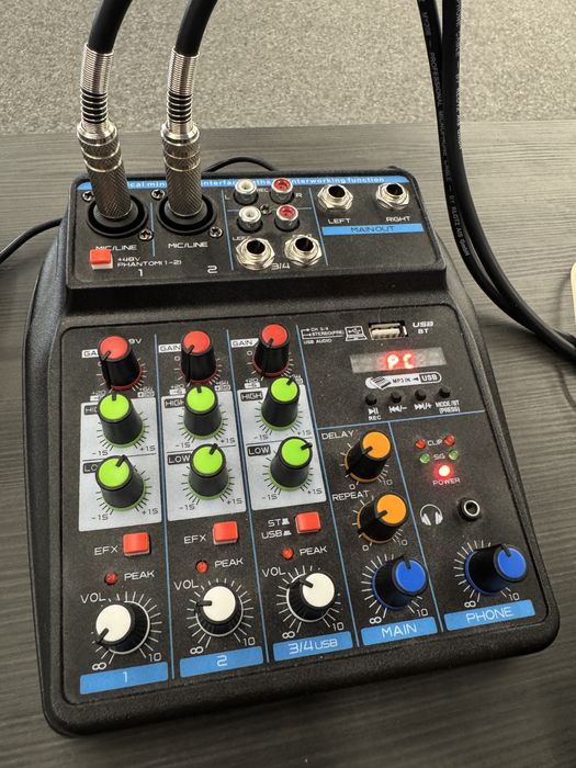 Мікшер для стрімерів, караоке, запису — живлення від павербанк