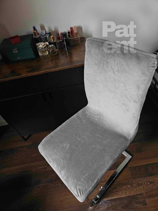 Pokrowce na krzesła miękkie welurowe komplet szare 4 sztuki