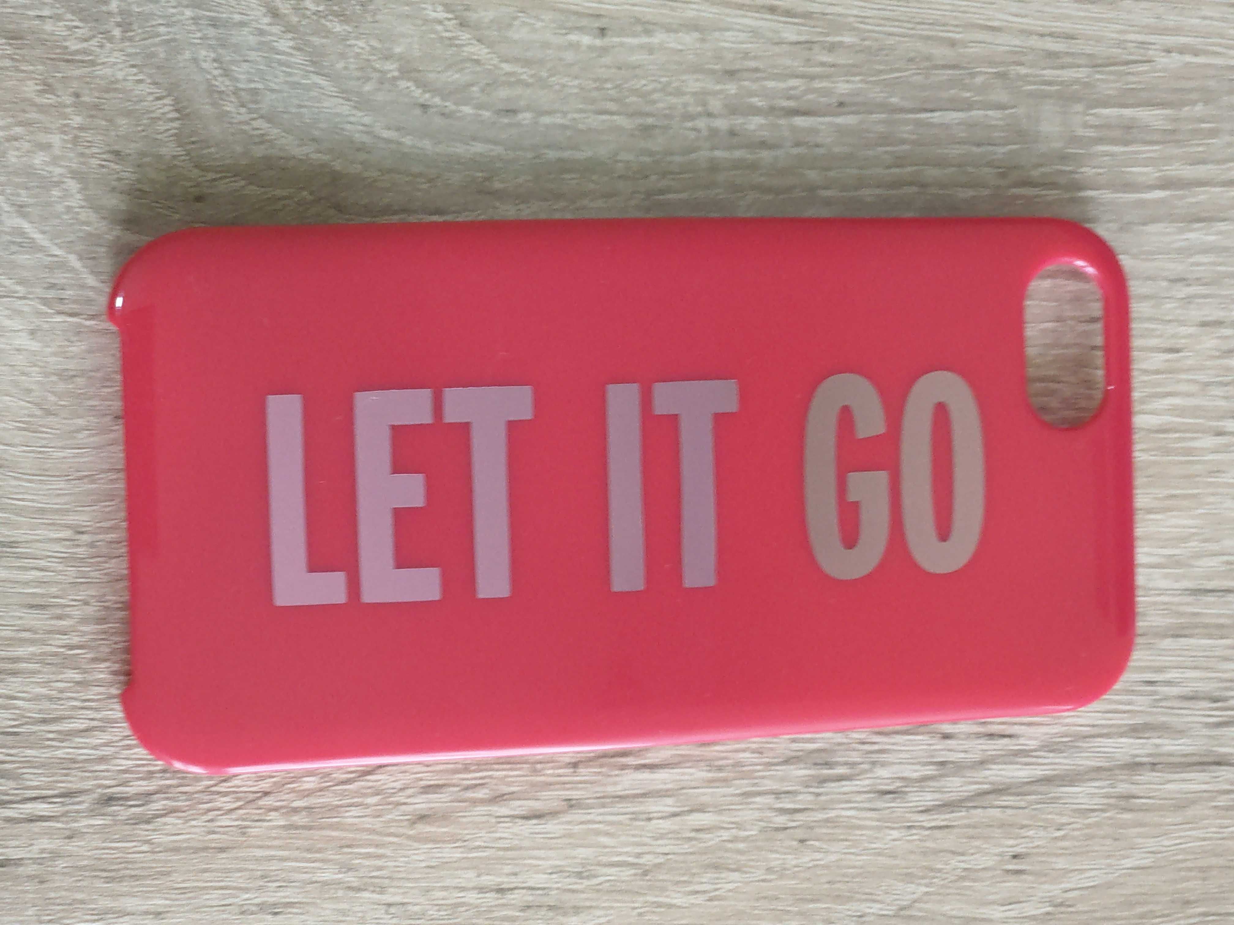 Etui iPhone 5 - Ciemnoróżowe "LET IT GO"