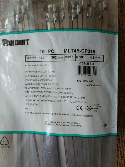 Стяжки кабельные из нержавеющей стали PANDUIT(США), BAND-IT(Англия).