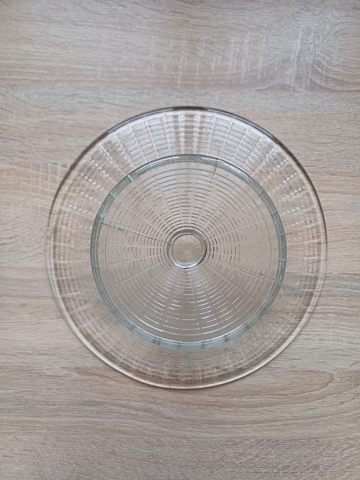 Duża szklana patera na tort, na stożku wys. 26cm Ząbkowice
