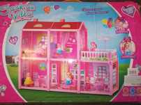 Domek dla lalek Villa lalka mebelki zestaw różowy 44cm