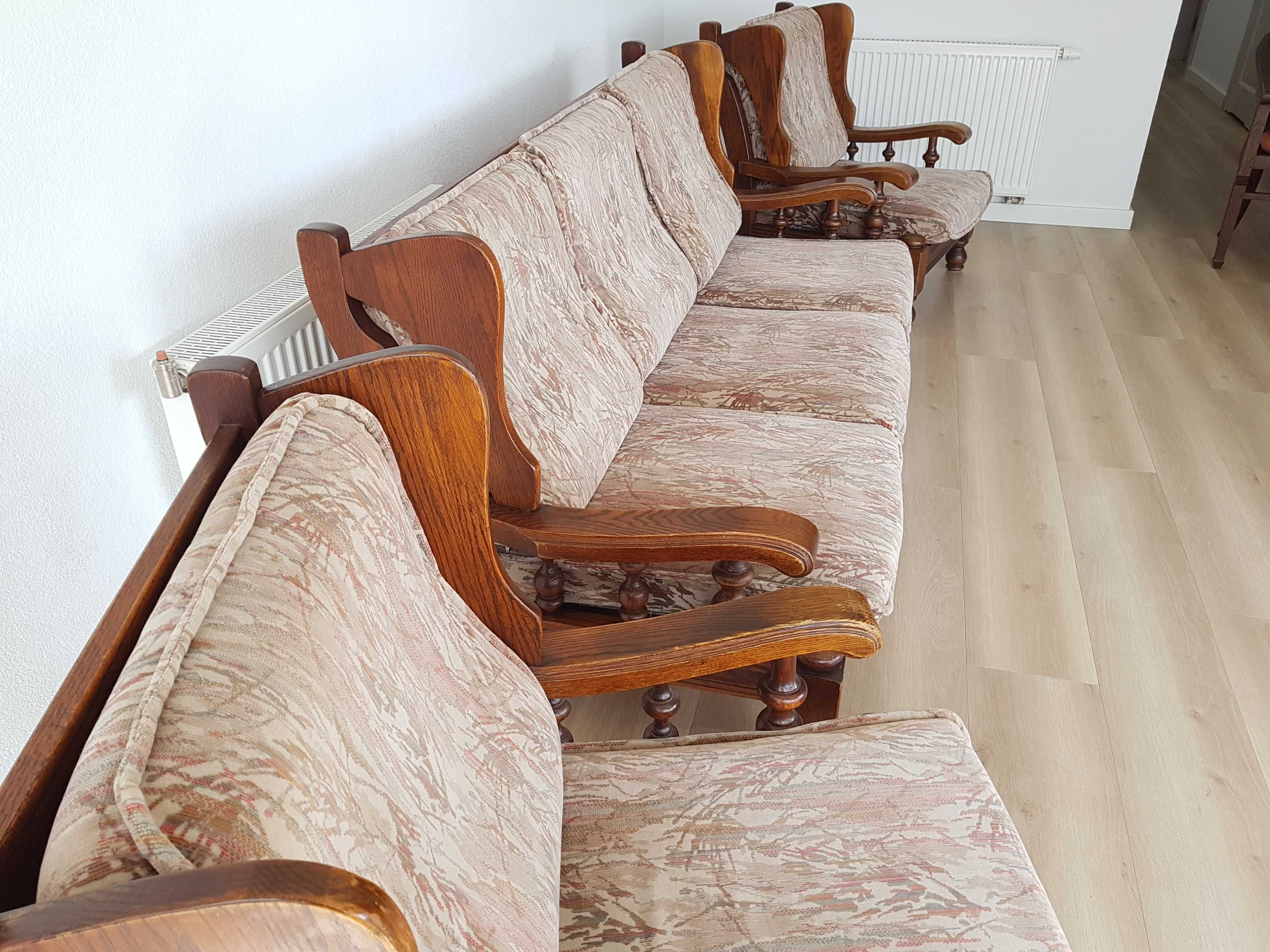 Meble wypoczynkowe dębowe Sofa i 2 Fotele Biłgoraj