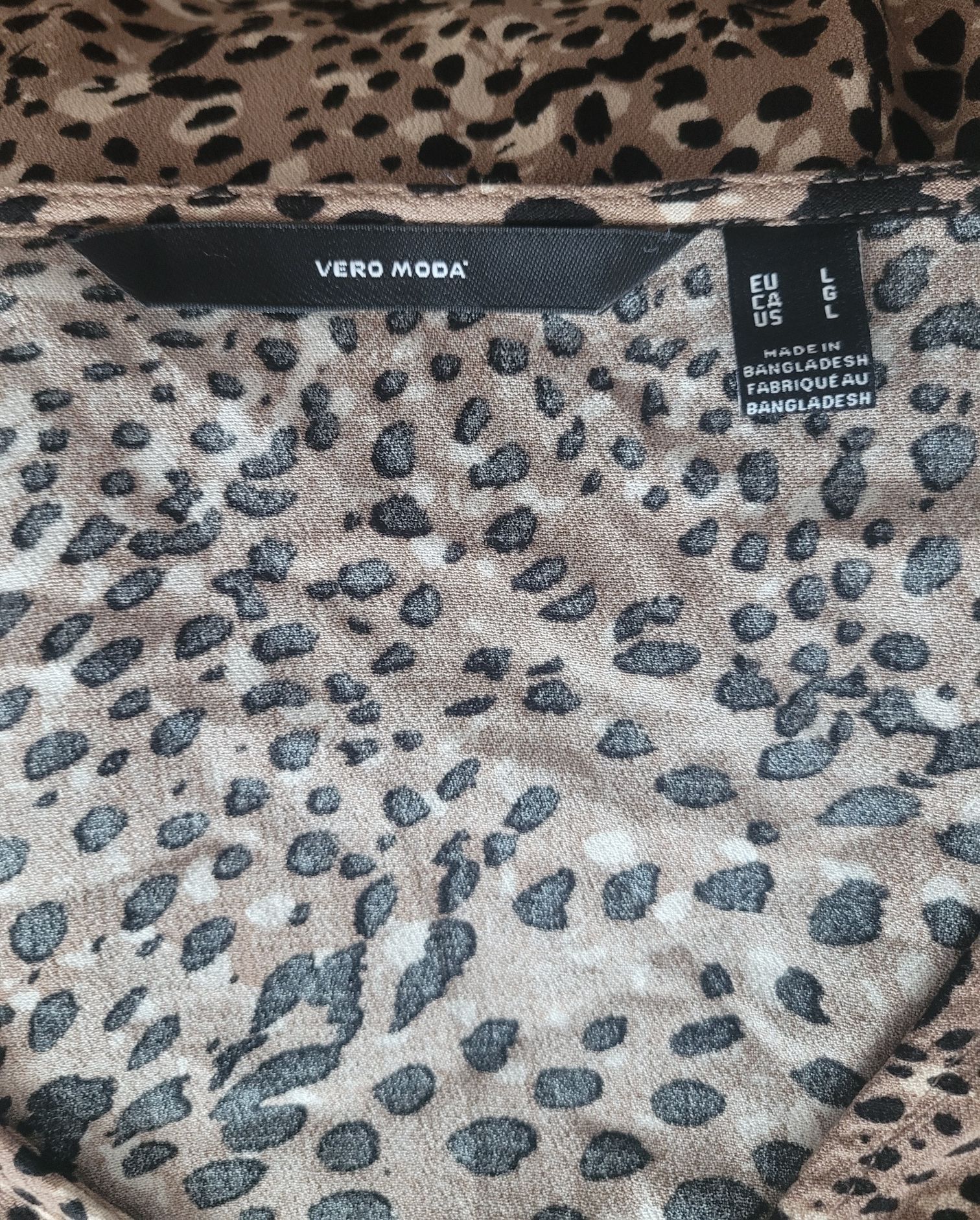 Vero Moda Nowa panterkowa sukienka z długim rękawem animal print