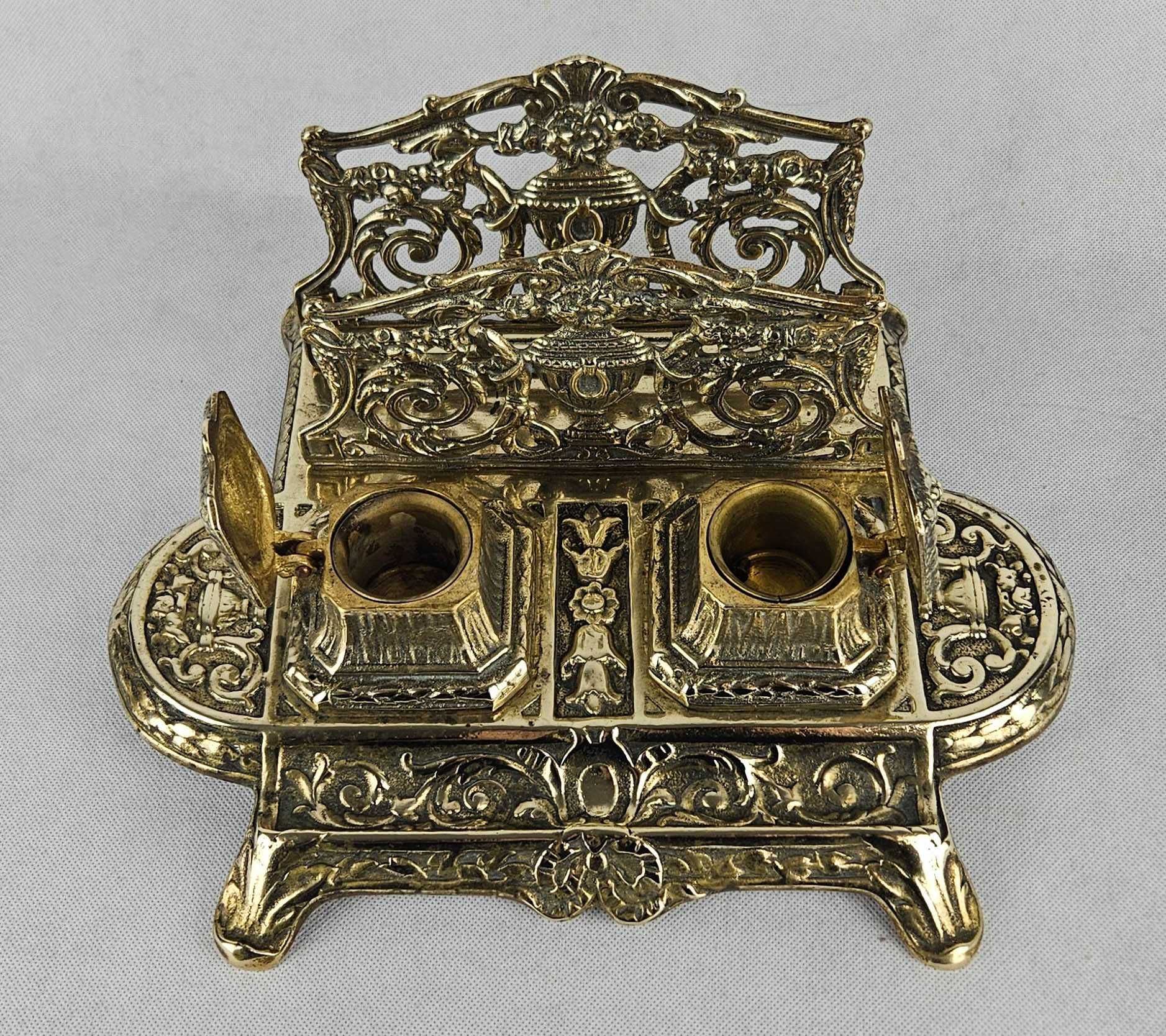 Piękny duży mosiężny kałamarz styl EMPIRE Francja