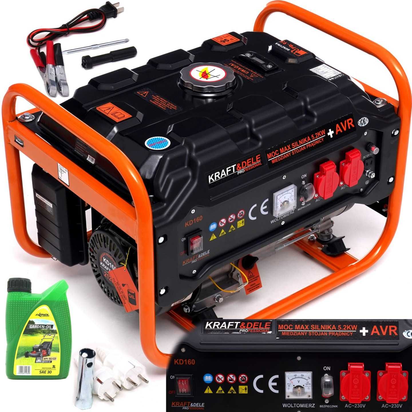 Agregat prądotwórczy generator prądu Kraft 5200W 230V Miedź AVR