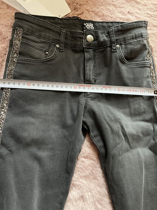 Karl Lagerfeld spodnie jeansowe dżinsy z cyrkoniami r XXS xs slim fit