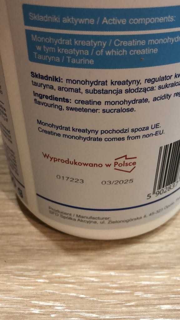 Kreatyna SFD 500g Creatine Monohydrat smak jagoda