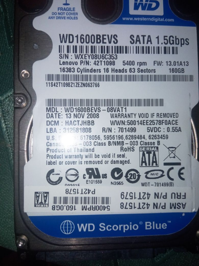 Жесткий диск WD 160gb