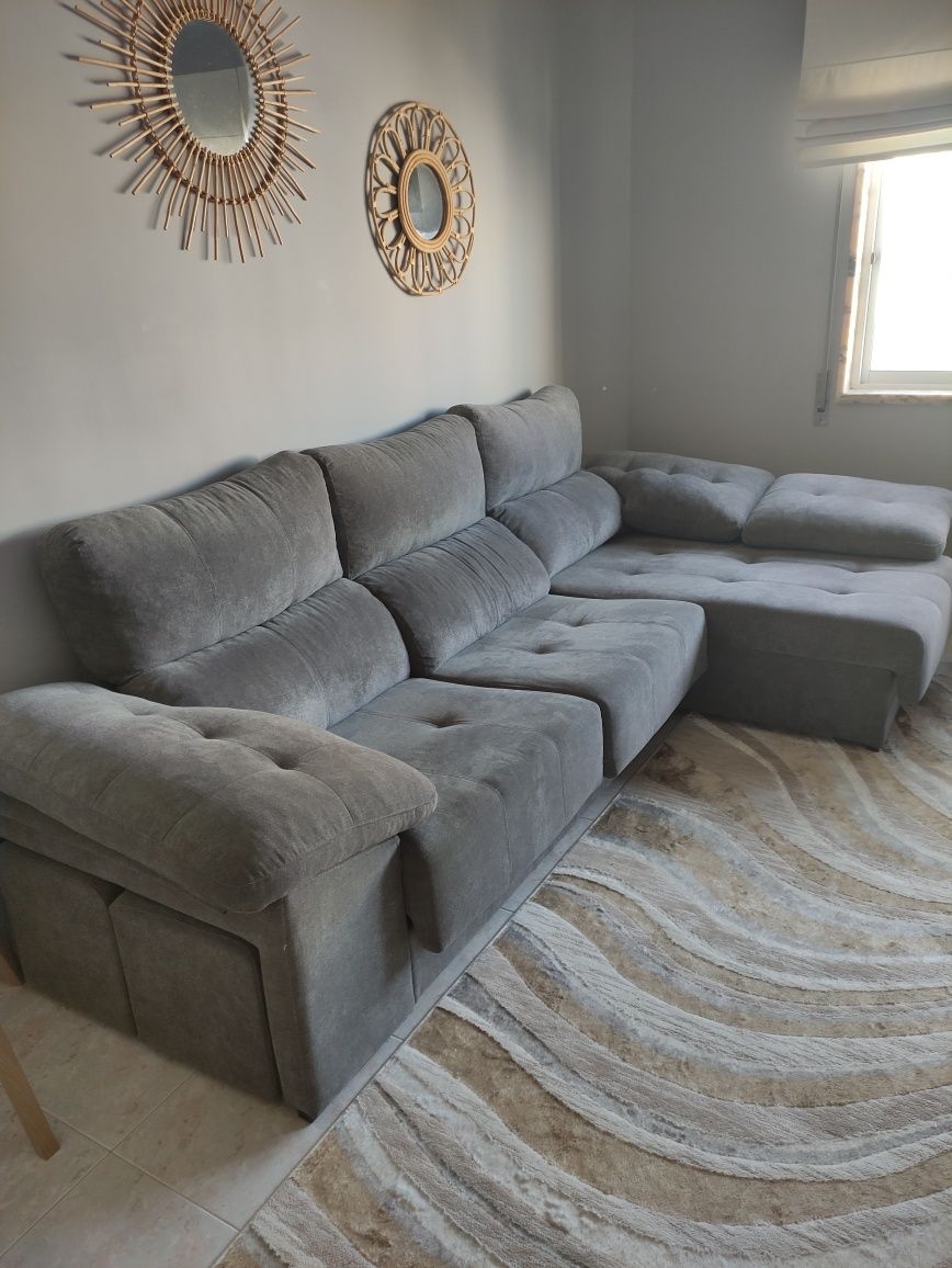 Sofá cinza c/chaise longue