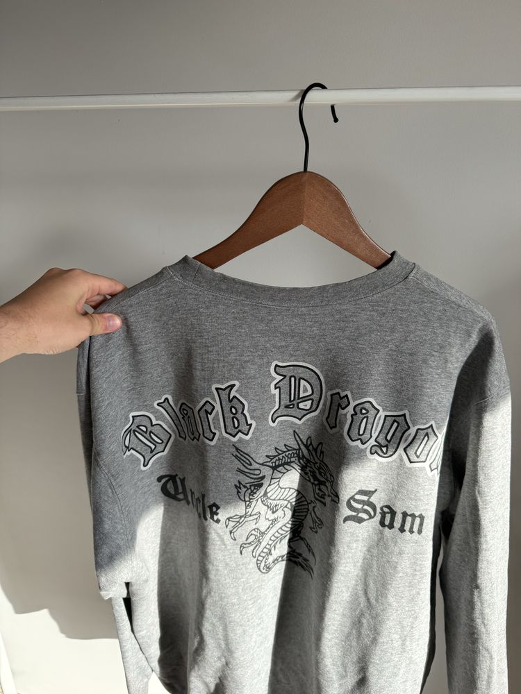 Black Dragon oversize crewneck szara bluza XL USA