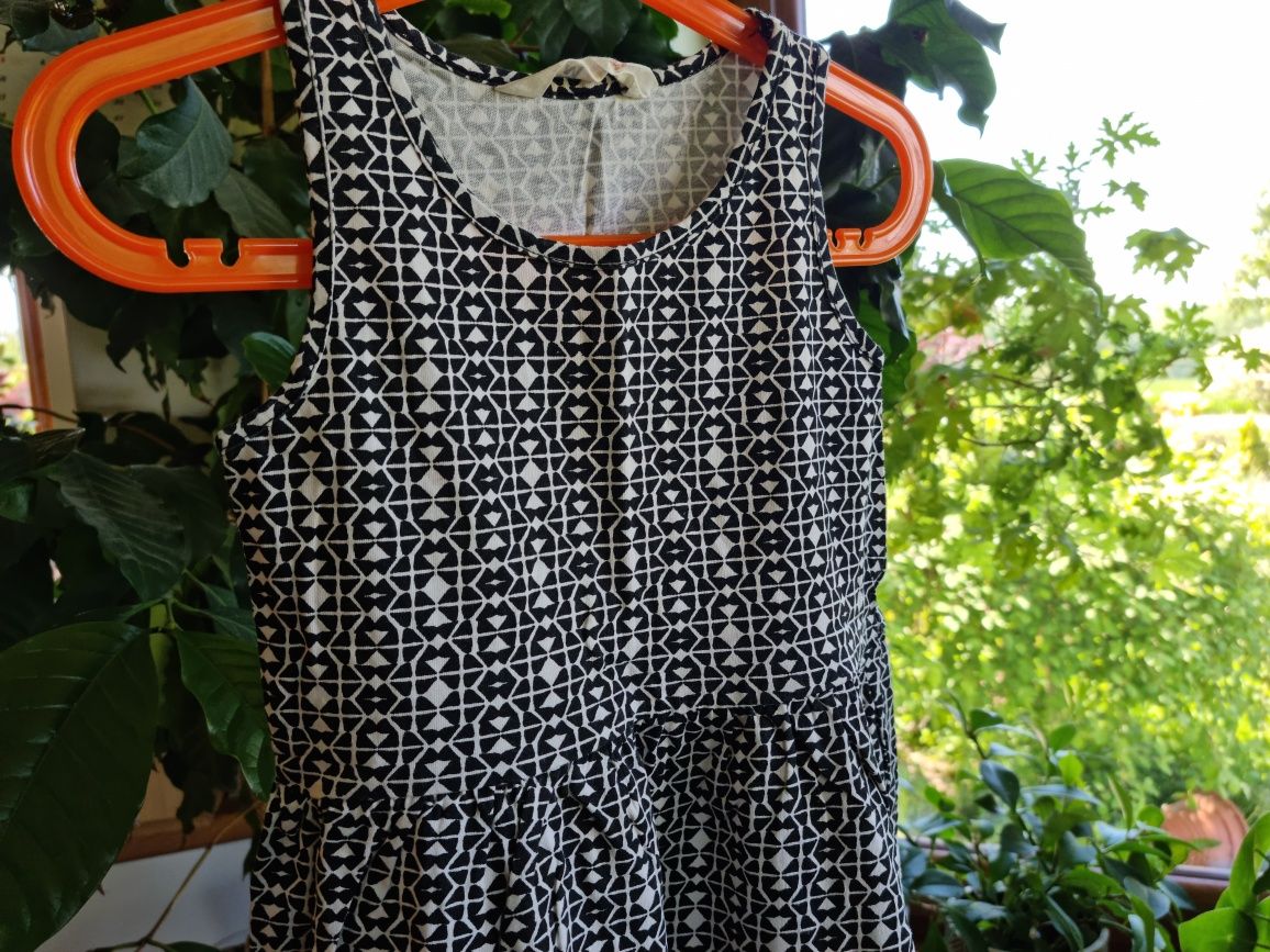 Wzorzysta sukienka czarna bez rękawów H&M 4-6 lat 110-116 cm