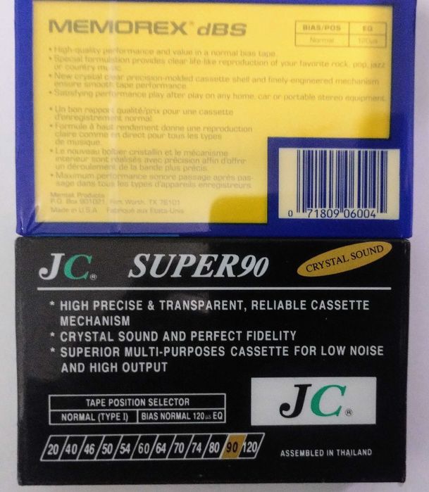 10 нових аудіо кассет MEMOREX dBS 90 хвилин зних дві JC 90 super