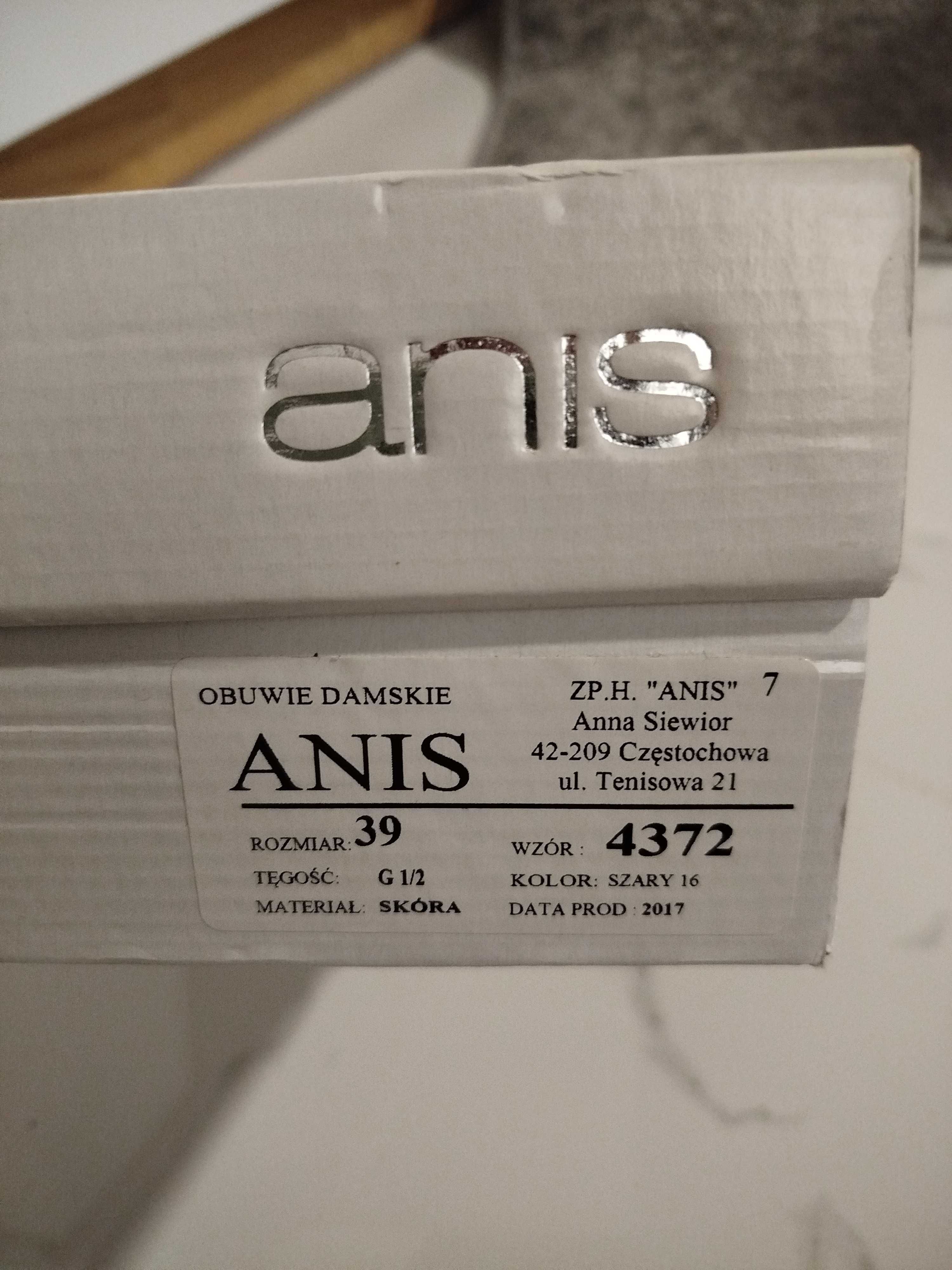 Buty na obcasie szpilki czółenka szare r. 39 Anis